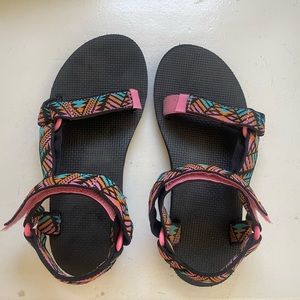 TEVA sandals black, pink and blue